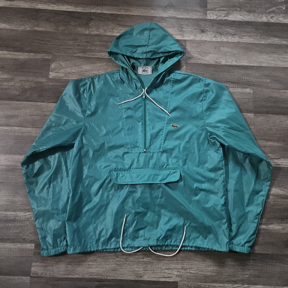 Vintage Izod Lacoste Men's Teal Hooded Windbreaker